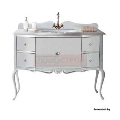 Тумба BelBagno ROCOCO Classico 120 белая глянцевый, исполнение ручек золото фотография