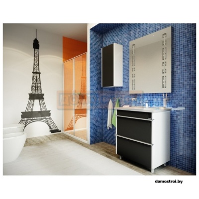 Навесной шкаф-пенал Аквародос Париж черный фотография
