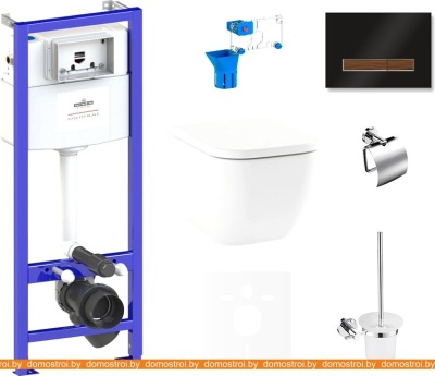 Унитаз Lavinia Boho Relfix One Rimless 9 в 1 75110331 (черный/темное дерево стекло) фотография