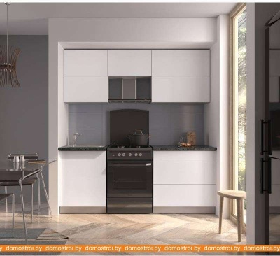 Кухня Интерлиния Мила Матте 2.0 Б (белый/белый/кастилло темный) фотография
