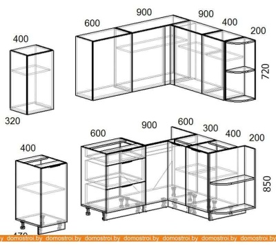 Кухня Интермебель Микс Топ-11 1.9x1.5м прав (графит сер-дуб кр зол-дуб кр зол) фотография