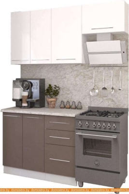 Кухня Кастанье Марта 1.5 (белый глянец/трюфель коричневый) фотография