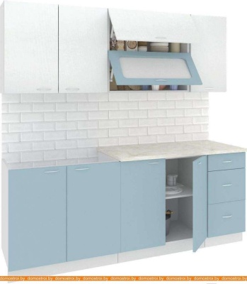 Кухня Кортекс-мебель Корнелия Мара 2.0м (белый/голубой/королевский опал) фотография