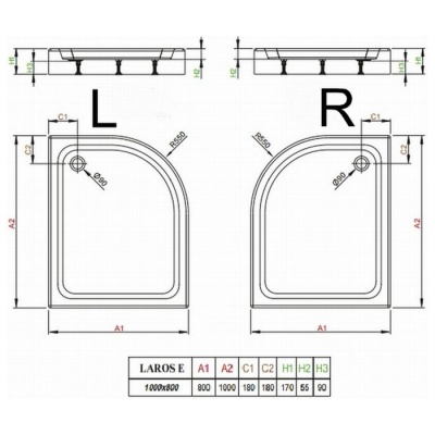 Акриловый поддон Radaway Laros E Compact L/R 100x80x17 фотография