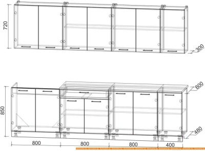 Кухня Интерлиния Мила Лайт 2.8 (дуб белый/дуб серый) фотография