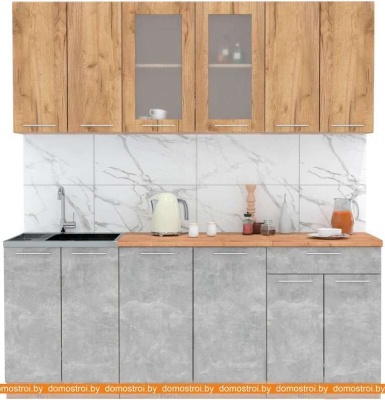 Кухня Интерлиния Мила 20 (дуб золотой-бетон-дуб бунратти) фотография