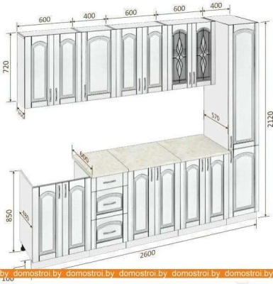 Кухня Кортекс-мебель Корнелия Ретро 2.6м (венге светлый/венге/марсель) фотография