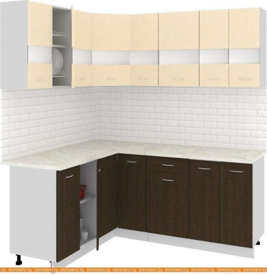 Кухня Кортекс-мебель Корнелия Экстра 1.5x1.9м (венге светлый/венге/мадрид) фотография