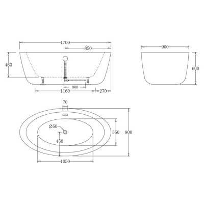Акриловая ванна BelBagno BB67 170x90 фотография