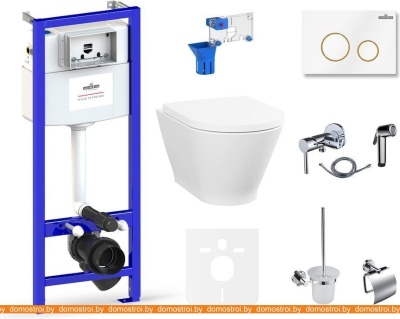 Унитаз Lavinia Boho Relfix Elegant Rimless 10 в 1 75110821 (белый/золот.пластик) фотография