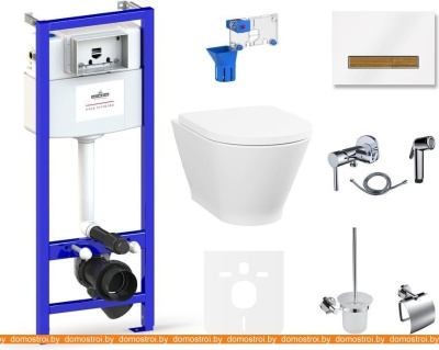 Унитаз Lavinia Boho Relfix Elegant Rimless 10 в 1 75110817 (белый/дерево стекло) фотография