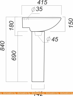 Умывальник Sanita Luxe Аттика 48 ATC46SAWB01+ATCSAPD01 фотография