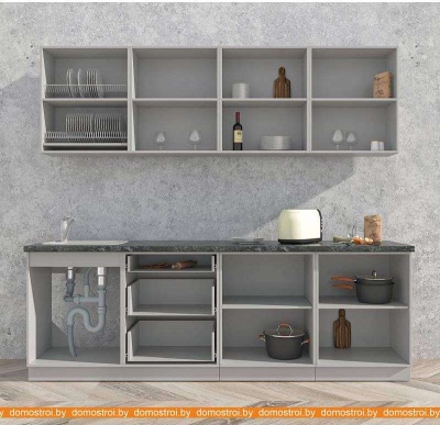 Кухня Интерлиния Мила Матте 2.4 А (белый/луна/опал светлый) фотография