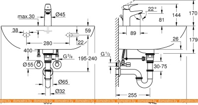 Умывальник Grohe Bau 60 39644000 (со смесителем) фотография