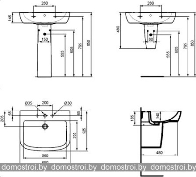 Умывальник Ideal Standard Tempo 65x50 T056301 фотография
