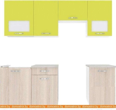 Кухня ВерсоМебель Эко-5 2.1 (ясень шимо светлый/зеленый лайм) фотография