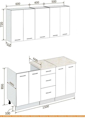 Кухня Кортекс-мебель Корнелия Лира 1.5м (капучино/оникс/королевский опал) фотография