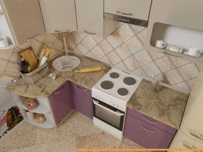 Кухня ВерсоМебель Эко-5 1.2x2.1 правая (северное дерево светлое/сев дерево темное) фотография