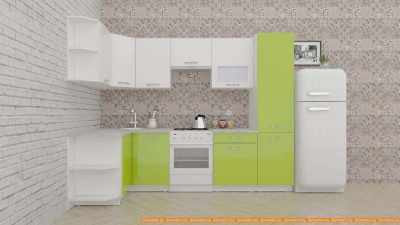 Кухня ВерсоМебель ЭкоЛайт-5 1.3x2.7 левая (белый/лайм яркий) фотография
