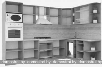 Кухня Интерлиния Мила Деко 1.88x3.0 правая (слоновая кость-кастилло темный) фотография