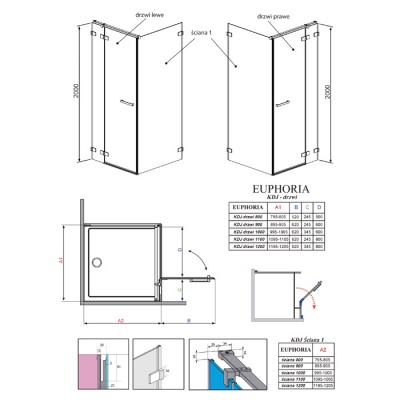 Фронтальная стена Radaway Euphoria KDJ L/R [383241-01] 24.3x200 фотография