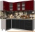 Кухня Интерлиния Мила Пластик 1.2x2.3 (черный глянец/бордо глянец/опал светлый) фотография