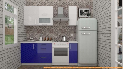 Кухня ВерсоМебель ВерсоЛайн 8-1.4 (белый 001/глубокий синий 601) фотография