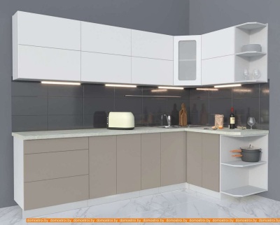 Кухня Интерлиния Мила Матте 1.5x2.7 А правая (белый/луна/опал светлый) фотография