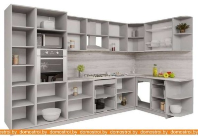 Кухня Интерлиния Мила Gloss 1.68x3.4 левая (яблоня-черный) фотография