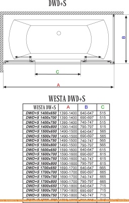 Душевой уголок Radaway Vesta DWD+S 160x75 фотография