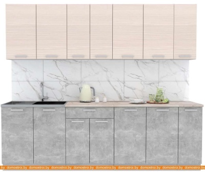 Кухня Интерлиния Мила Лайт 2.5 (вудлайн кремовый-бетон-бискайская сосна) фотография