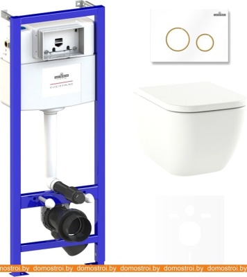 Унитаз Lavinia Boho Relfix One Rimless 6 в 1 75110115 (белый/золотистый пластик) фотография