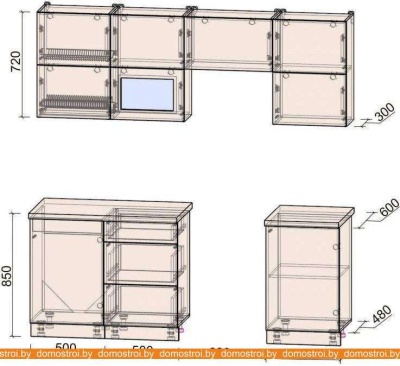 Кухня Интерлиния Мила Матте 2.1 Б (океан/океан/травертин серый) фотография