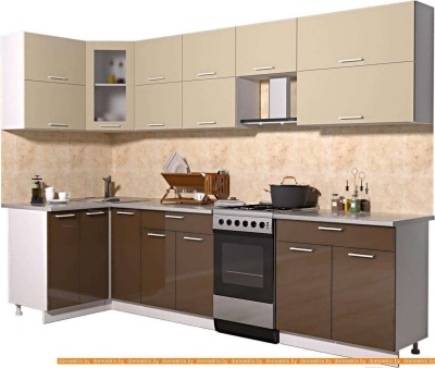 Кухня Интерлиния Мила Gloss 50-12x29 (ваниль/шоколад глянец) фотография