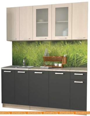 Кухня Интерлиния Мила 17-60 (дуб золотой-антрацит-дуб бунратти) фотография