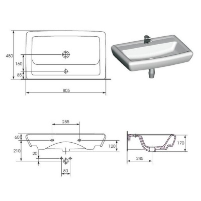 Умывальник Cersanit Iryda 80 фотография