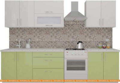 Кухня ВерсоМебель ВерсоЛайн 8-2.4 (белый 001/нежно-зеленый 032) фотография