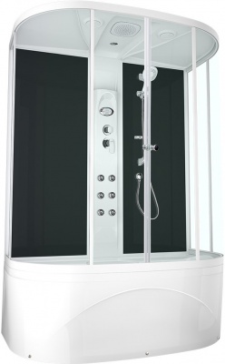 Душевая кабина Domani-Spa Neat high 150x80 (прозрачное стекло / черные стенки) с крышей с гидромассажем фотография