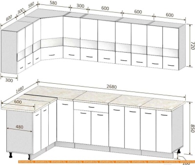 Кухня Кортекс-мебель Корнелия Экстра 1.5x2.7м (белый/береза/мадрид) фотография