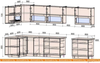 Кухня Интерлиния Мила Матте 1.5x3.6 Б правая (слоновая кость-океан-опал светлый) фотография