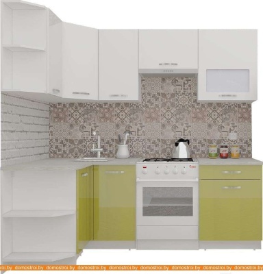 Кухня ВерсоМебель ЭкоЛайт-6 1.2x2.2 левая (белый/оливковый) фотография