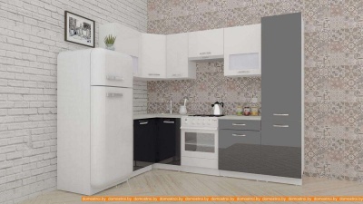 Кухня ВерсоМебель ЭкоЛайт-6 1.2x2.7 правая (белый/черный графит) фотография