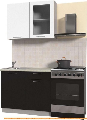 Кухня Интерлиния Мила Пластик 1.0 Б (черный глянец/белый глянец/опал светлый) фотография