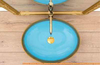 Умывальник Rea Margot (золотистый/синий) фотография