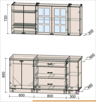 Кухня Интерлиния Мила Деко 1.7Б (пепел/опал светлый) фотография