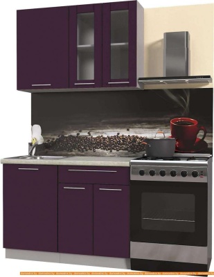 Кухня Интерлиния Мила Пластик 1.1 Б (слива глянец/опал светлый) фотография