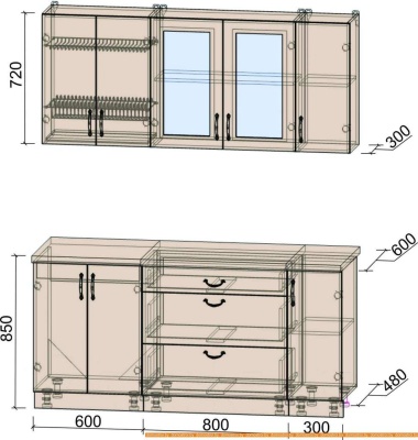 Кухня Интерлиния Мила Крафт 1.7Б (дуб полярный) фотография