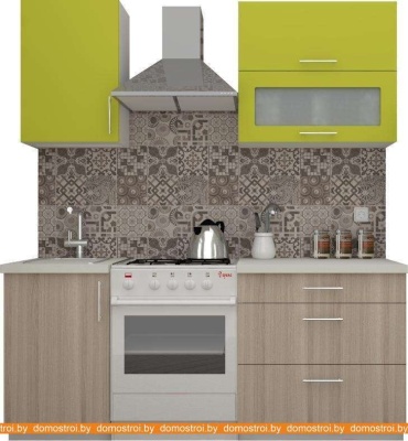 Кухня ВерсоМебель ВерсоЛайн 2-1.3 (зеленый лайм/ясень шимо светлый) фотография