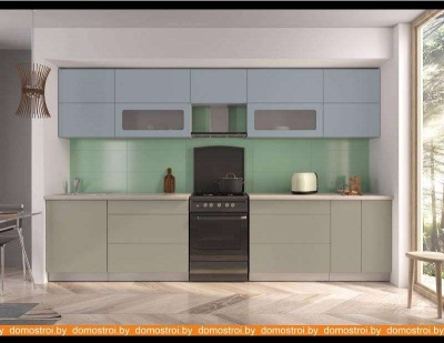 Кухня Интерлиния Мила Матте 3.4 Б (океан/луна/травертин серый) фотография