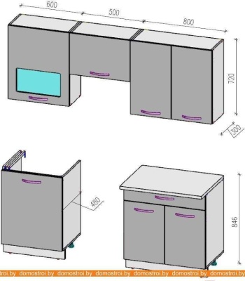 Кухня ВерсоМебель ЭкоЛайт-5 1.9 (белый/нежно-зеленый) фотография